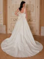 A-line Square Bow Court Train Wedding Dress
