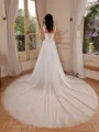 A-line Straps Cathedral Train Tulle Corset Wedding Dress