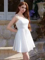 A-line Straps Bow Short/Mini Satin Dress