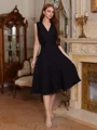 A-line V-neck Tea-Length Chiffon Dress