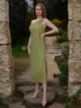 Sheath One-Shoulder Tea-Length Dress