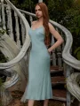 Sheath V-neck Tea-Length Dress