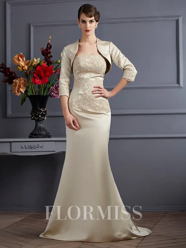 Satin 3/4 Sleeves Applique Special Occasion Wrap