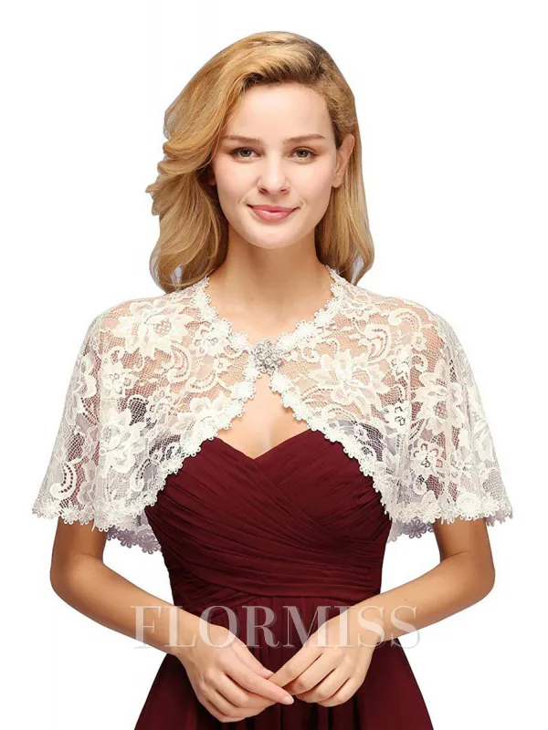 Elegant Lace With Rhinestone Shawl