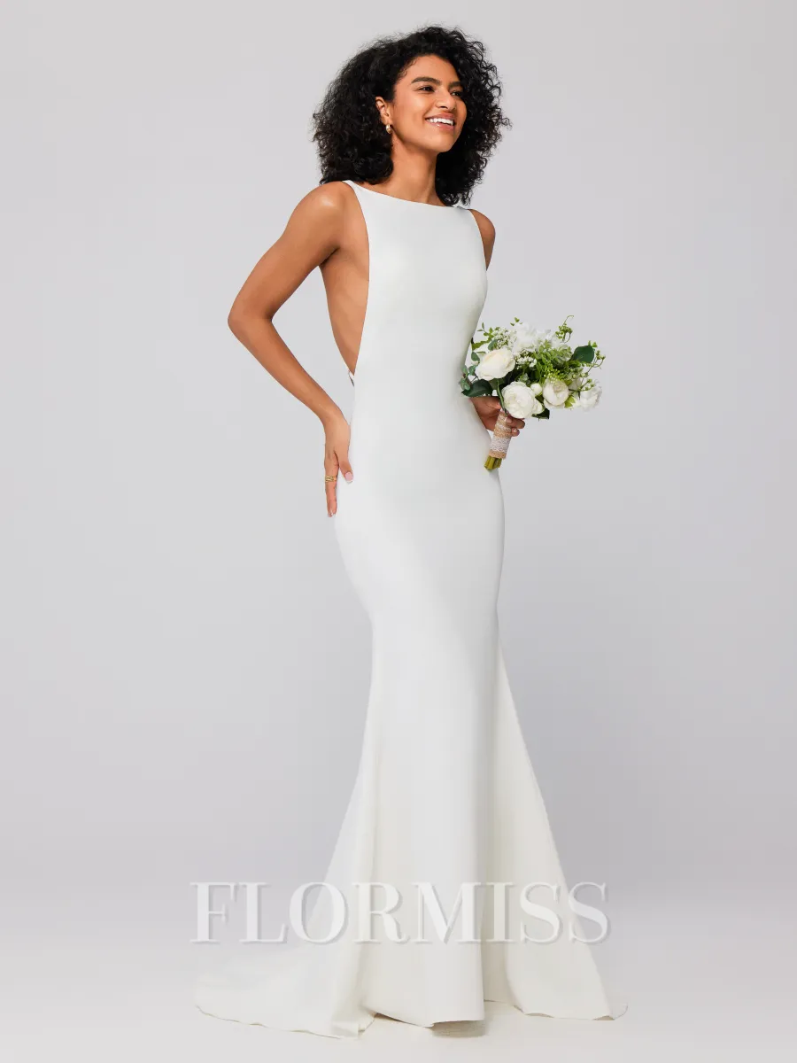 Sheath/Column Stretch Crepe Ruffles Square Sleeveless Sweep/Brush Train Bridesmaid Dresses