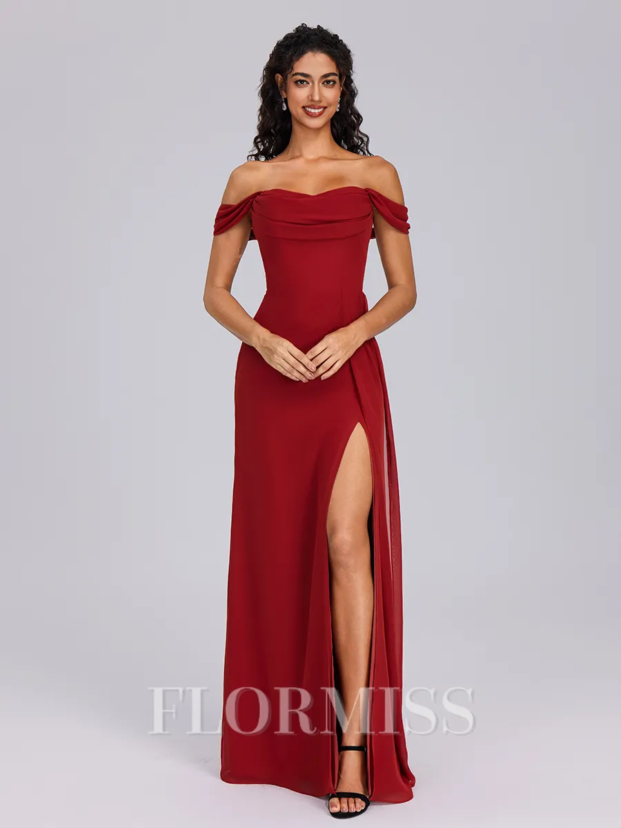 Sheath Cowl Pleated Floor-Length Chiffon Bridesmaid Dress