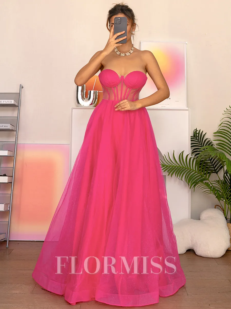 A-line Sweetheart Floor-Length Corset Porm Dress