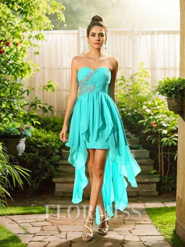 A-line/Princess Sweetheart Asymmetrical Chiffon Bridesmaid Dresses With Ruffles