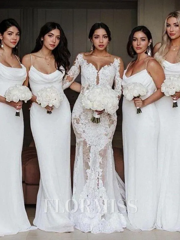 Sheath/Column Straps Floor-Length Chiffon Bridesmaid Dresses