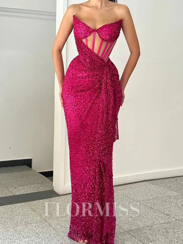 Sheath Sweetheart Sequin Floor-Length Corset Porm Dress
