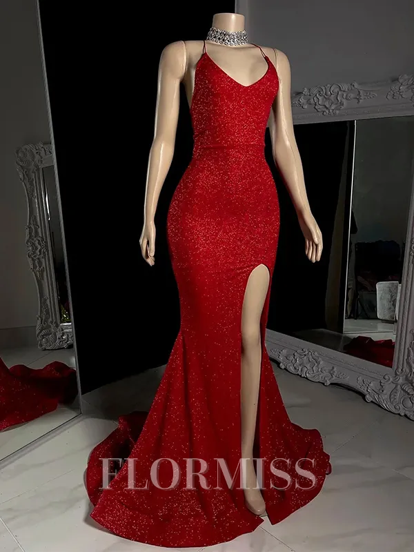 Sheath V-neck Sweep Train Porm Dress