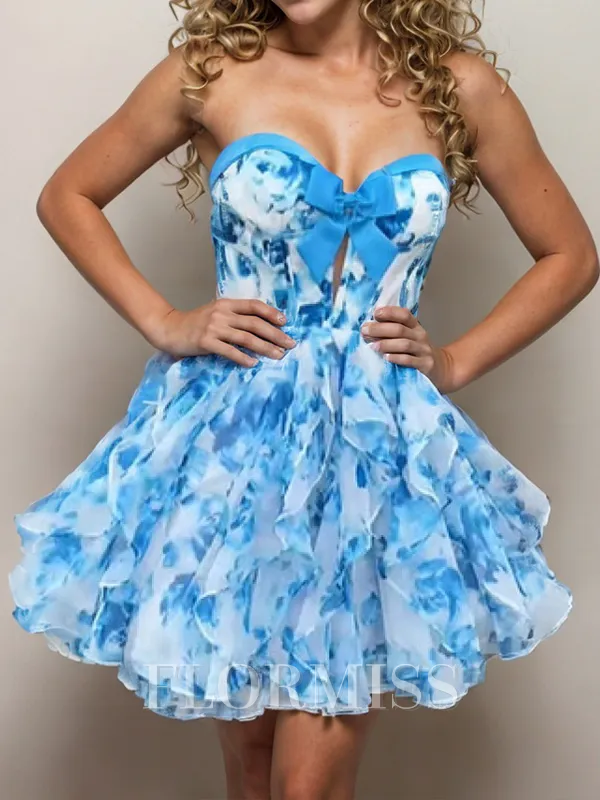 A-line Sweetheart Ruffles Short/Mini Corset Homecoming Dress