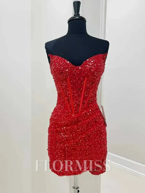 Sheath Velvet Sequins Sweetheart Sleeveless Short/Mini Homecoming Dress