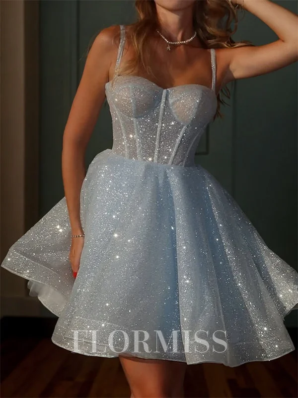 A-line Spaghetti Straps Short/Mini Corset Homecoming Dress