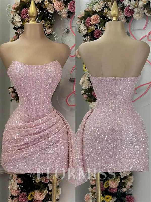 Sheath Straight Pleated Short/Mini Corset Homecoming Dress