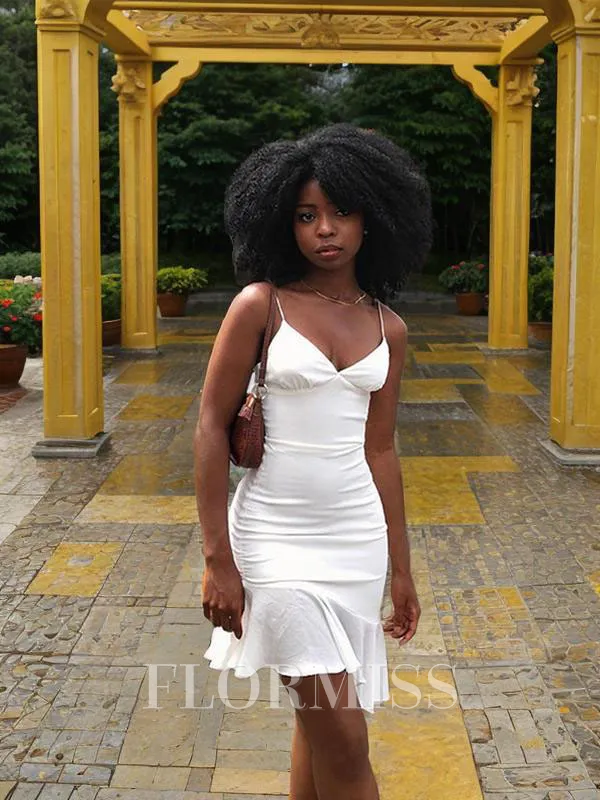 Sheath/Column V-neck Short/Mini Jersey Homecoming Dress With Ruffles