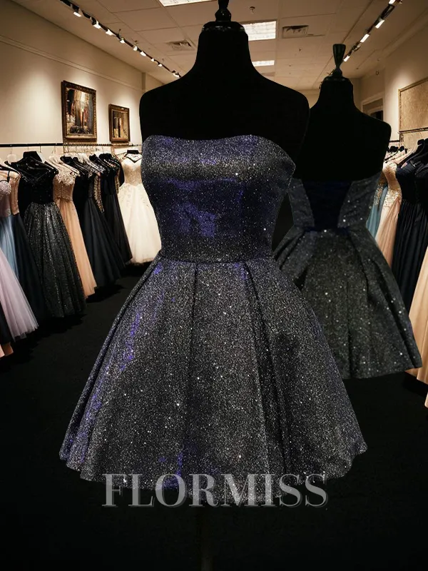 A-Line/Princess Strapless Short/Mini Homecoming Dress With Ruffles