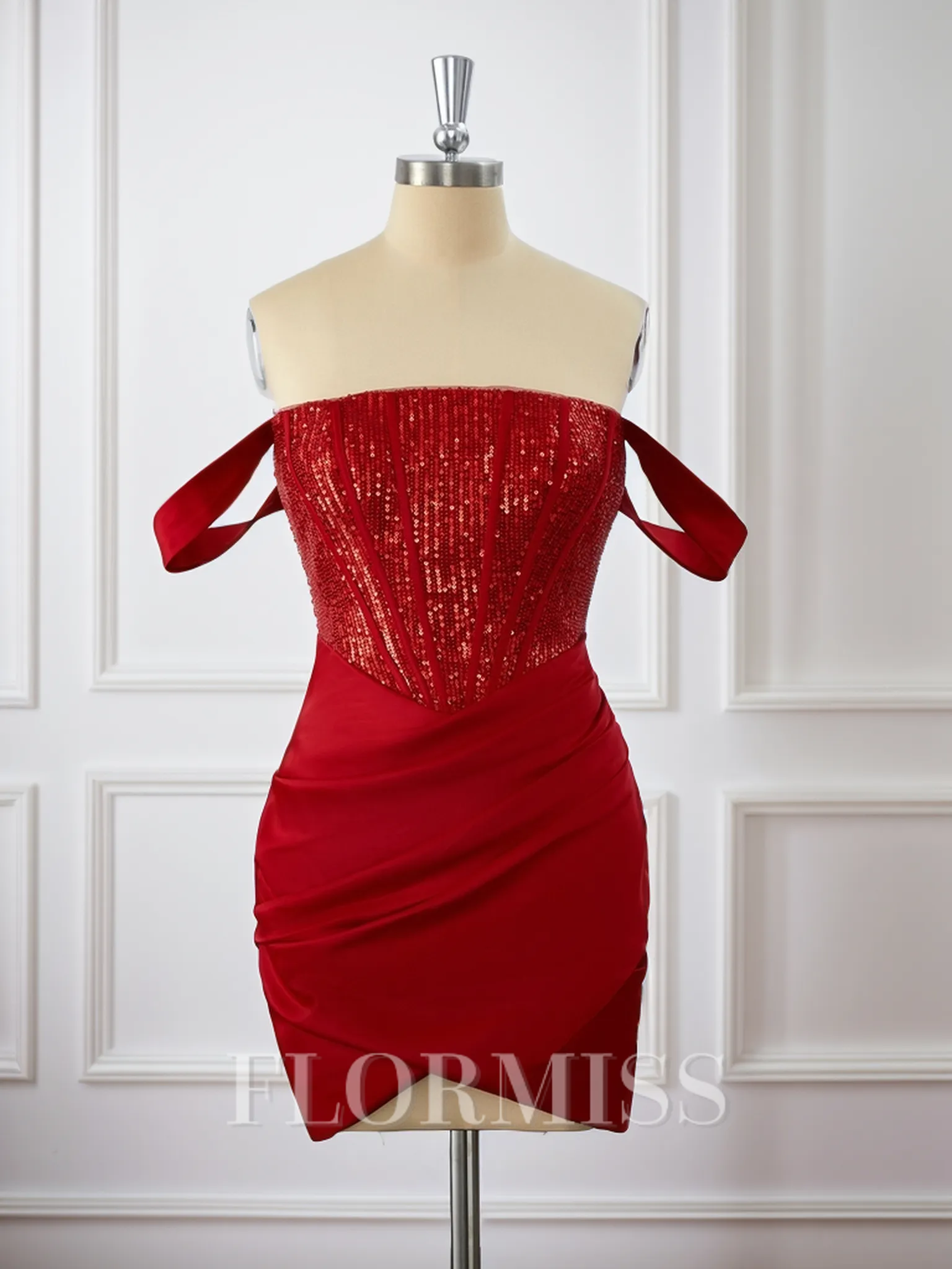 Sheath Charmeuse Off-the-Shoulder Pleated Corset Short/Mini Homecoming Dress