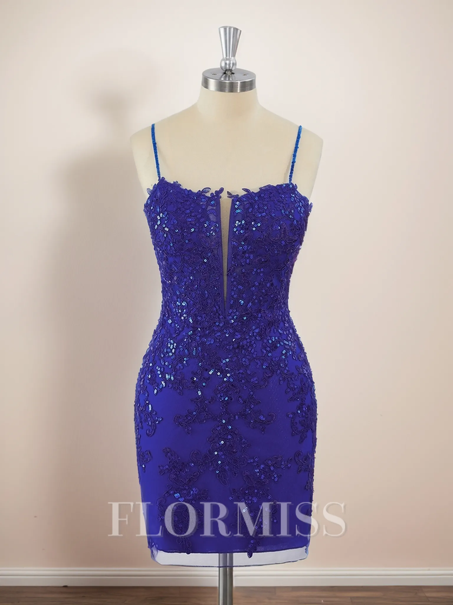 Sheath Tulle Spaghetti Straps Appliques Lace Corset Short/Mini Homecoming Dress