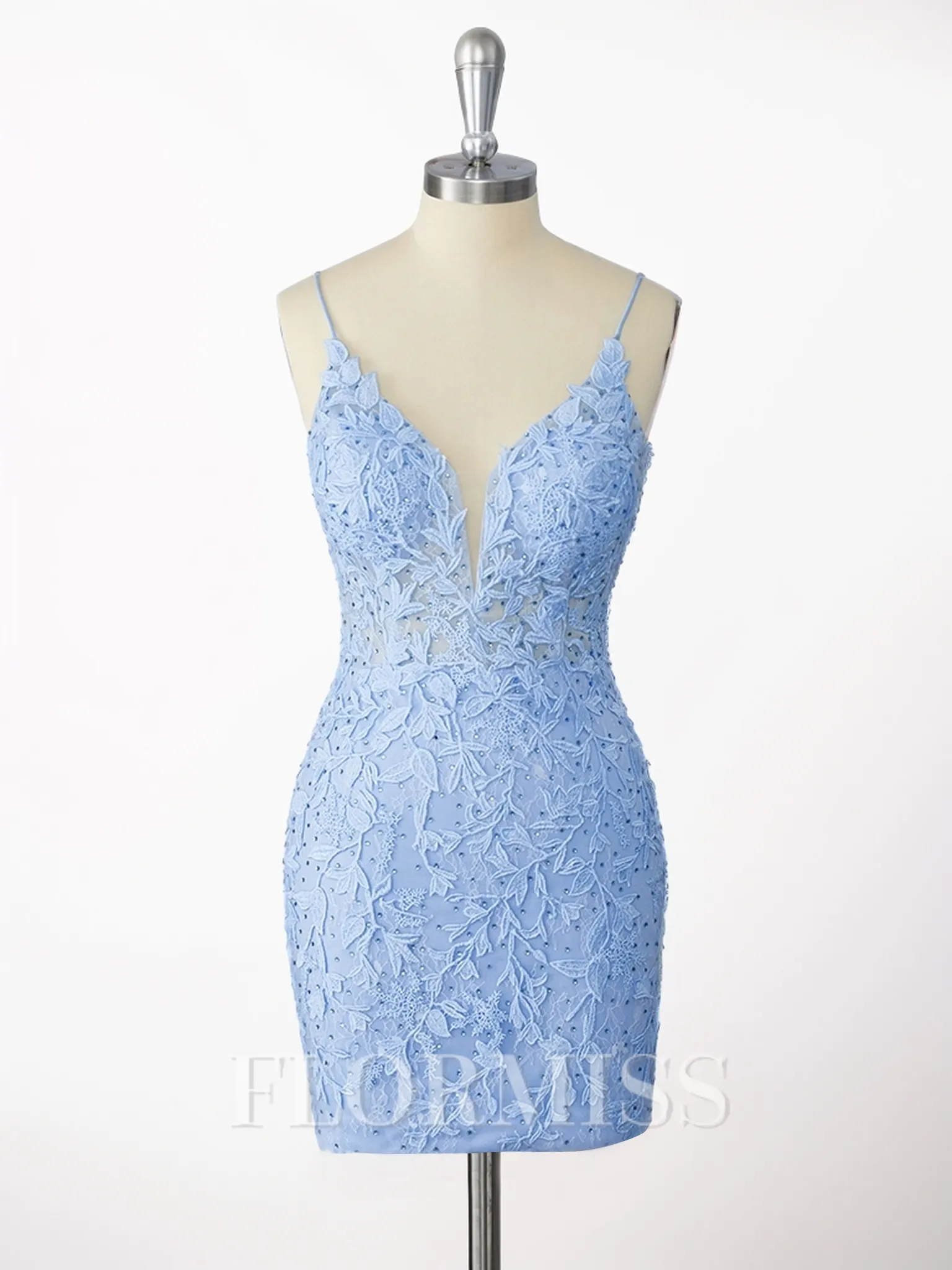 Sheath Tulle Spaghetti Straps Appliques Lace Corset Short/Mini Homecoming Dress