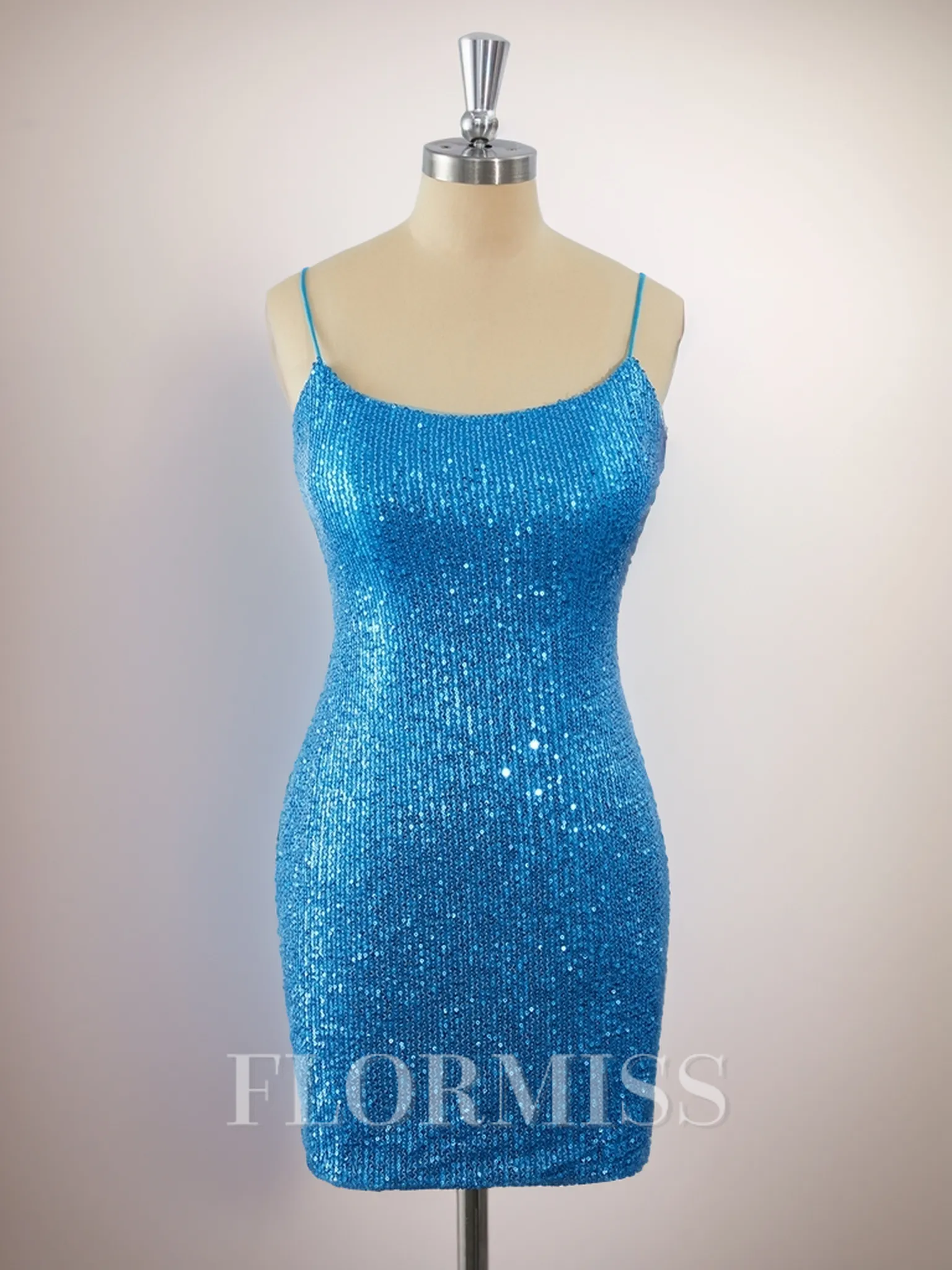 Sheath Spaghetti Straps Sequin Short/Mini Homecoming Dress