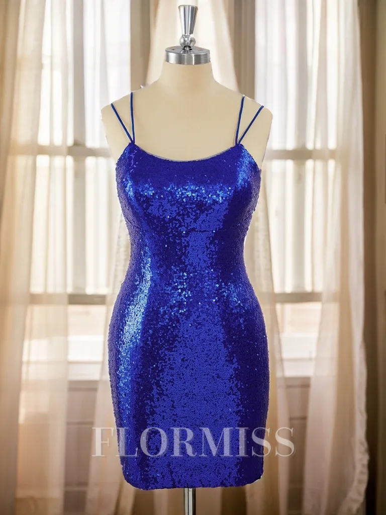 Sheath Sequins Spaghetti Straps Short/Mini Homecoming Dress