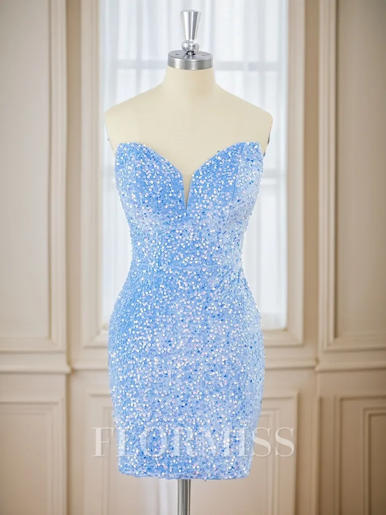 Sheath Velvet Sequins Sweetheart Short/Mini Homecoming Dress