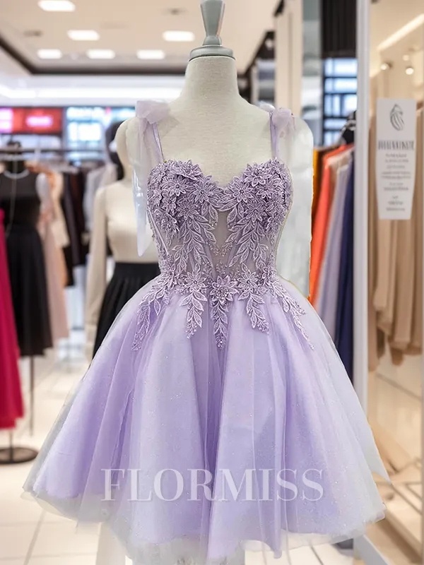 A-line/Princess Tulle Sweetheart Sleeveless Short/Mini Homecoming Dress