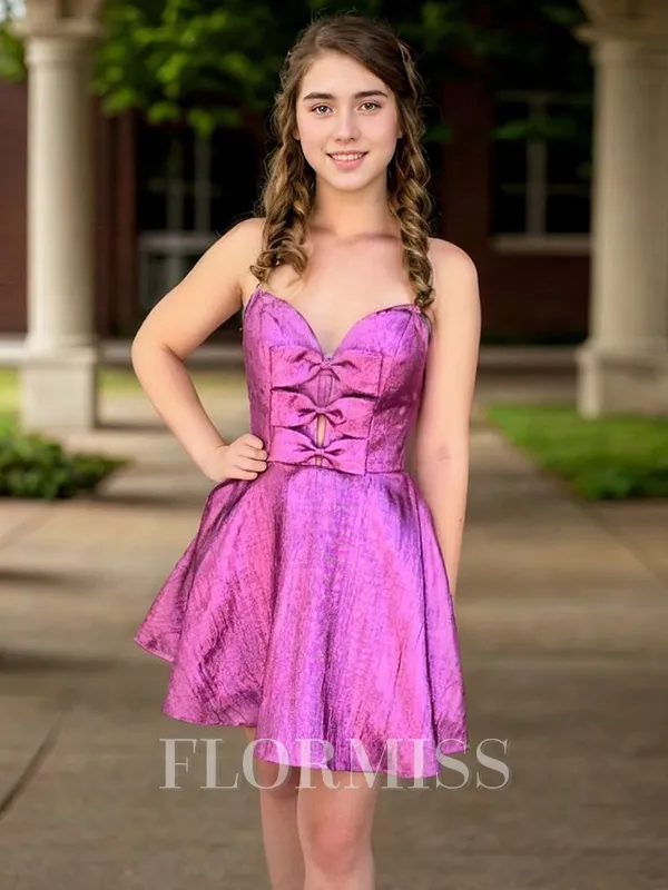A-line Sweetheart Bow Short/Mini Homecoming Dress