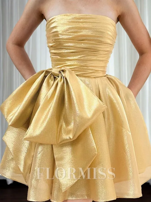 A-line Straight Bow Short/Mini Homecoming Dress