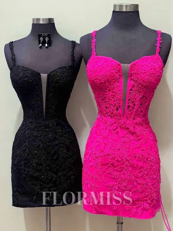 Sheath Straps Appliques Lace Short/Mini Tulle Corset Homecoming Dress