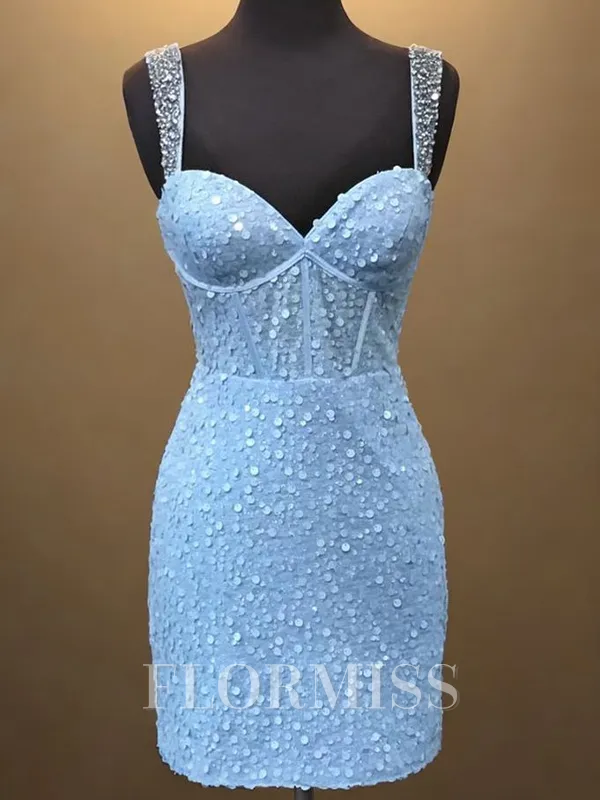 Sheath Sweetheart Sequin Short/Mini Corset Homecoming Dress