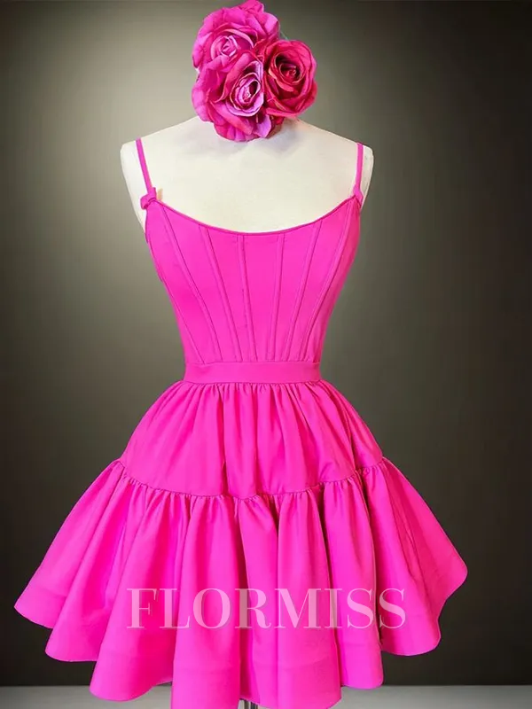 A-line Spaghetti Straps Short/Mini Stretch Crepe Corset Homecoming Dress