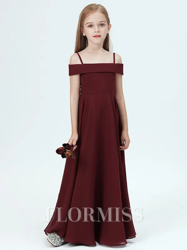 A-Line/Princess Spaghetti Straps Floor-Length Chiffon Junior Bridesmaid Dresses