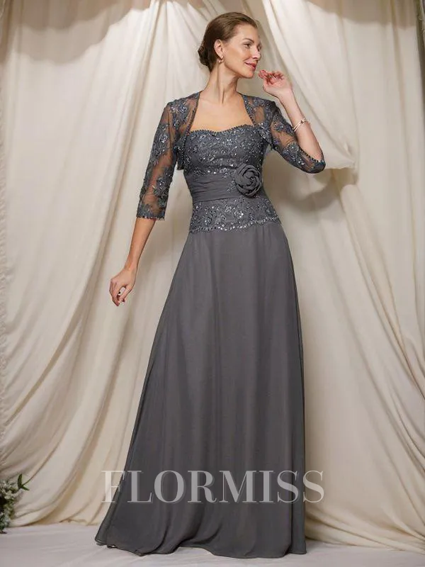 A-Line/Princess Sweetheart Floor-Length Chiffon Mother of the Bride Dresses With Appliques Lace