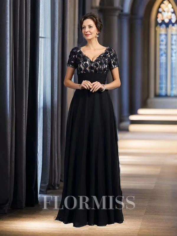 A-Line/Princess V-neck Floor-Length Chiffon Mother of the Bride Dresses