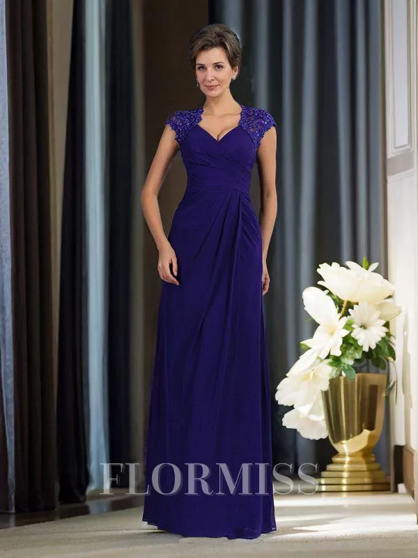 Trumpet/Mermaid V-neck Floor-Length Chiffon Mother of the Bride Dresses