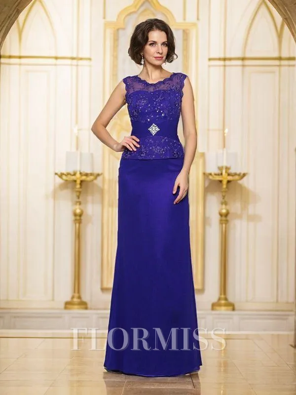 A-Line/Princess V-neck Floor-Length Satin Mother Of The Bride Dresses With Beading