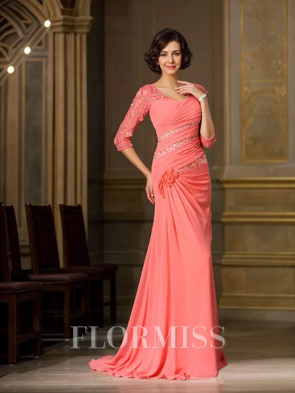 Trumpet/Mermaid Sweetheart Sweep Train Chiffon Mother of the Bride Dresses