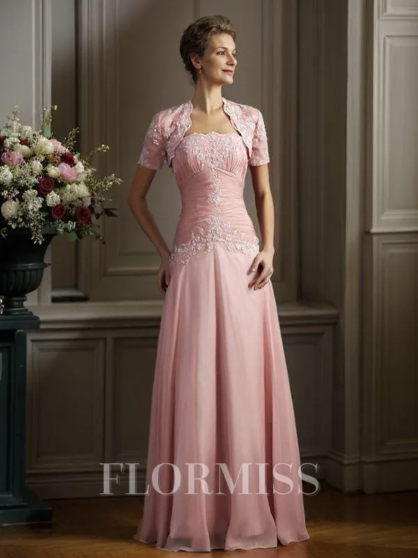 A-Line/Princess Sweetheart Floor-Length Chiffon Mother of the Bride Dresses With Appliques Lace