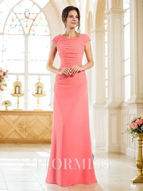 A-Line/Princess Bateau Floor-Length Chiffon Mother of the Bride Dresses