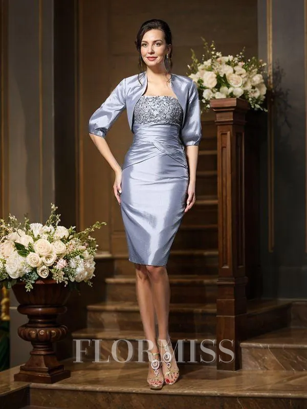 Sheath/Column Sweetheart Knee-Length Taffeta Mother of the Bride Dresses