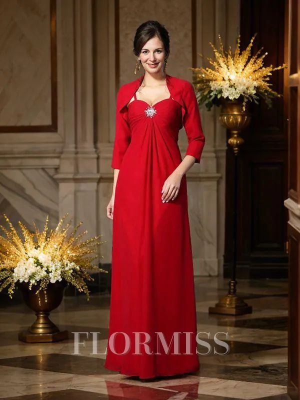 A-Line/Princess Spaghetti Straps Floor-Length Chiffon Mother of the Bride Dresses With Beading