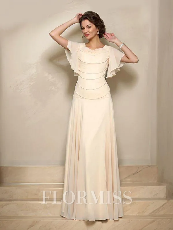 A-Line/Princess Square Floor-Length Chiffon Mother of the Bride Dresses With Beading