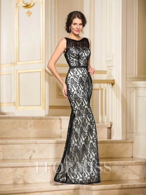 Trumpet/Mermaid Bateau Floor-Length Silk Like Satin Mother of the Bride Dresses With Lace