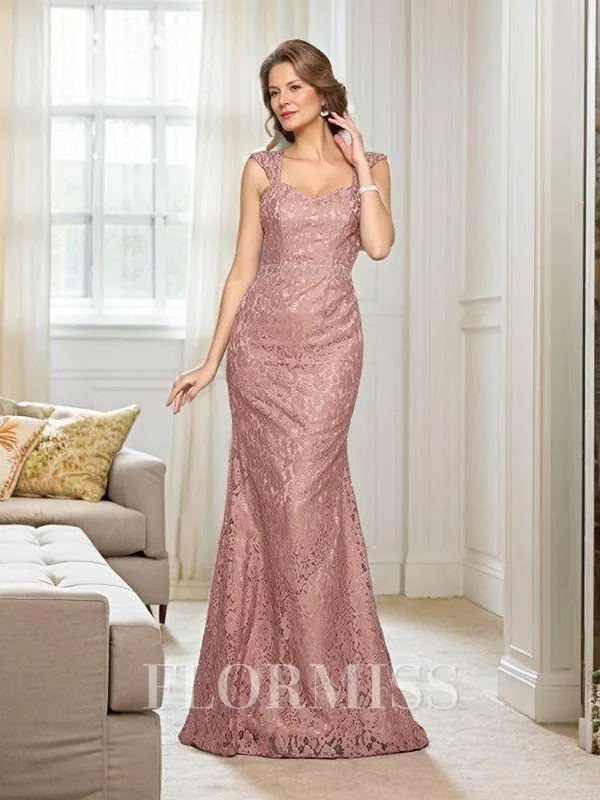 Trumpet/Mermaid Straps Sweep Train Lace Mother of the Bride Dresses With Lace