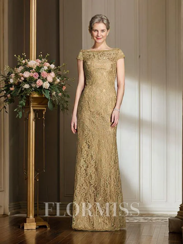 Sheath/Column Bateau Floor-Length Lace Mother of the Bride Dresses With Lace