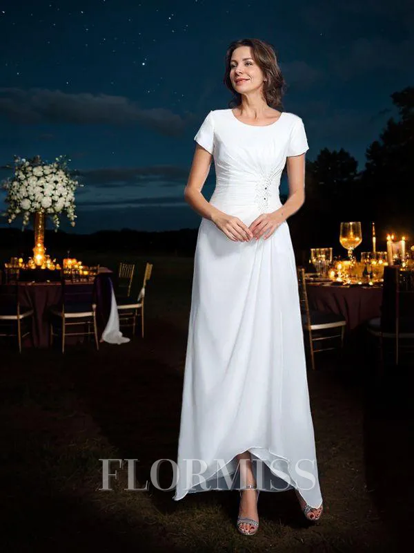 A-Line/Princess Scoop Asymmetrical Chiffon Mother of the Bride Dresses
