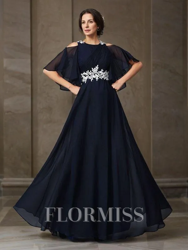 A-Line/Princess Straps Floor-Length Chiffon Mother of the Bride Dresses With Appliques Lace