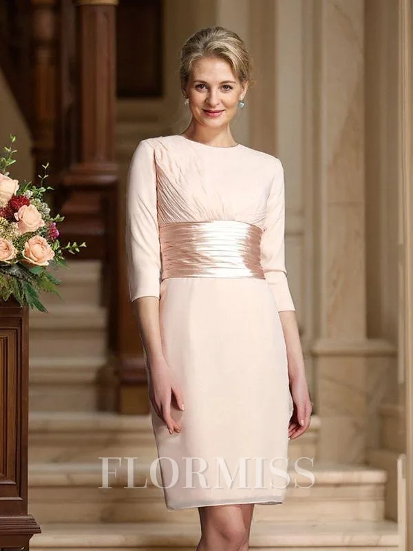 Sheath/Column Scoop Short/Mini Chiffon Mother of the Bride Dresses With Belt/Sash